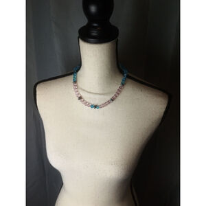 Necklace Pink and Blue Beads